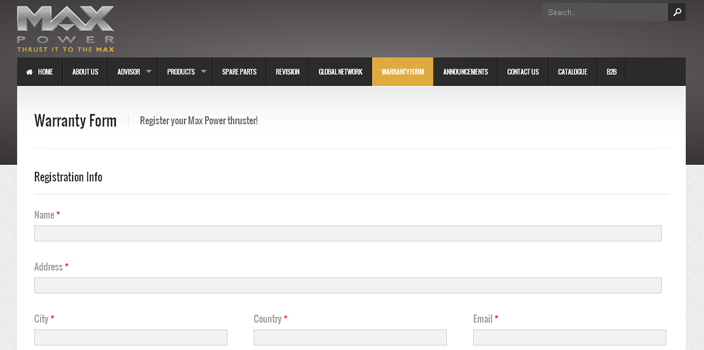 MAX POWER - WARRANTY FORM Image